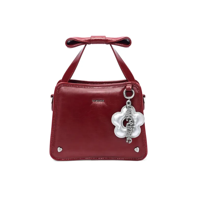 ONE TIME Synthetic Leather Crossbody Handbags Women's Cherry Red/Black-2