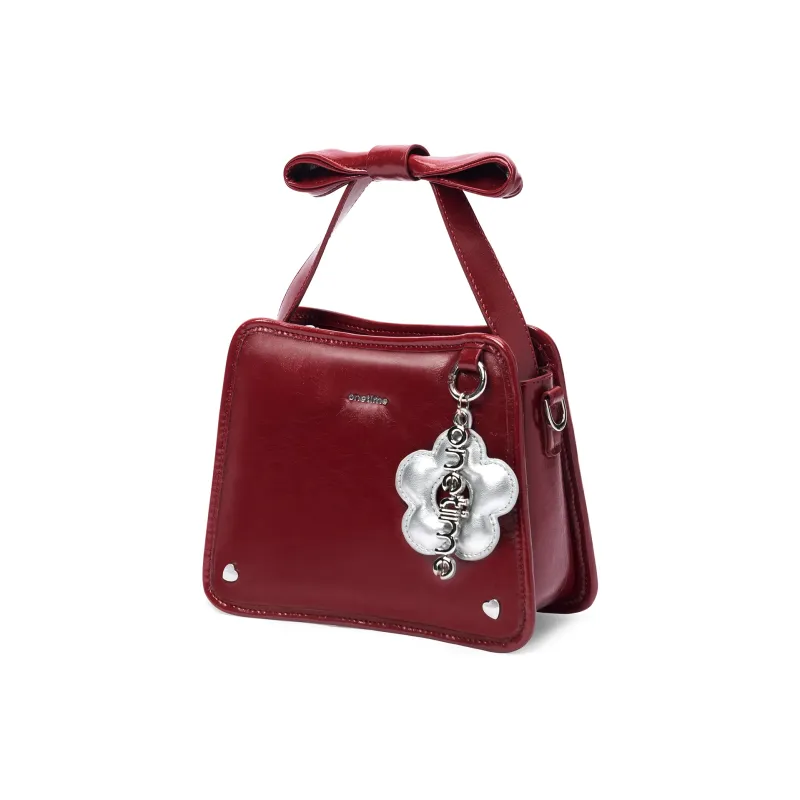 ONE TIME Synthetic Leather Crossbody Handbags Women's Cherry Red/Black-3