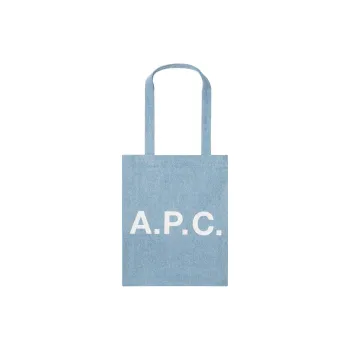 A.P.C Logo Printed Denim Tote Bag