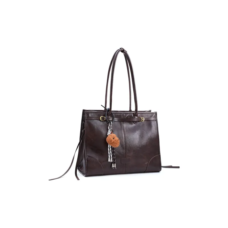Vigno Synthetic Leather Tote Shoulder Bag Regular Women's Yellow Brown/Black/Coffee-22