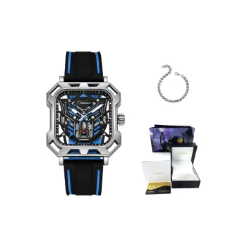 Dulunwe Space Mecha Collection Automatic Mechanical Movement Silicone Strap Watch Men's Watches Black Dial