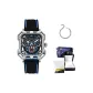 Silver Case Blue Dial Rubber Strap