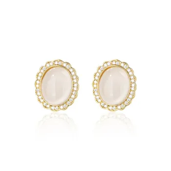 QLADY Agate Stud Earrings Women's