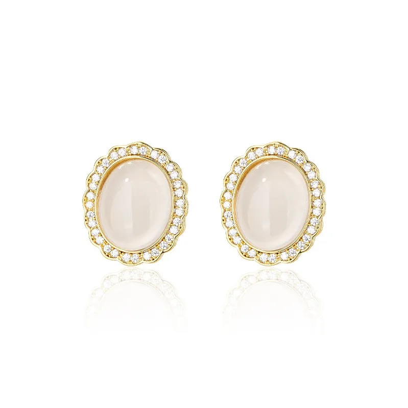 QLADY Agate Stud Earrings Women's-0