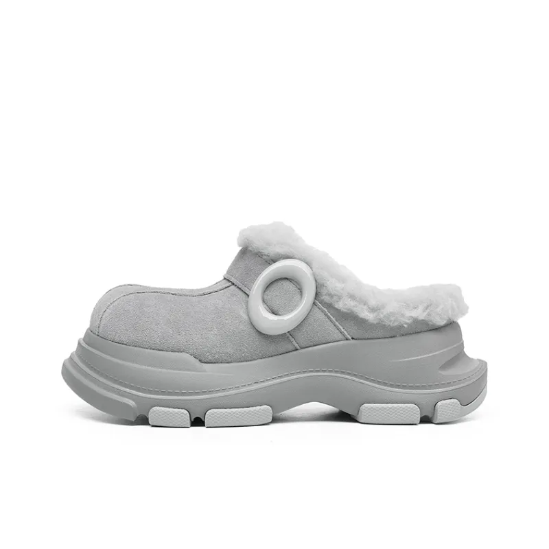 Angelmi Durable Warm Low Top Casual Shoes Unisex Gray Cotton-0