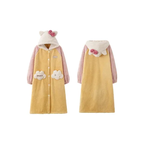 MIOJUER Pajama Robe Women's Yellow
