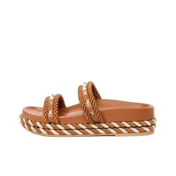 Valentino Rockstud Slide Slippers Women's Brown