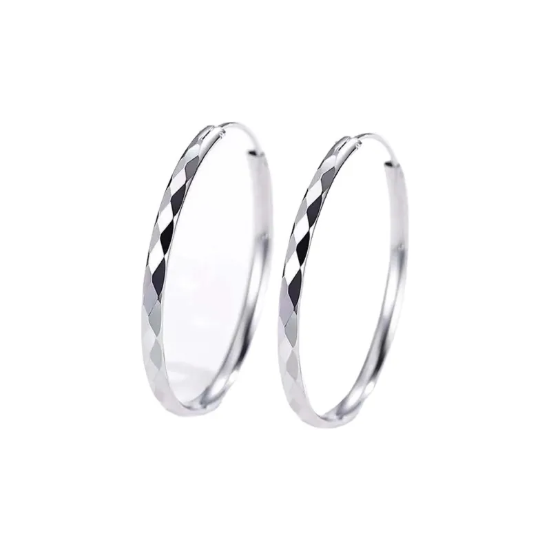 Stone Edge Poly Sterling Silver Earring 999 Fine Silver Unisex-0