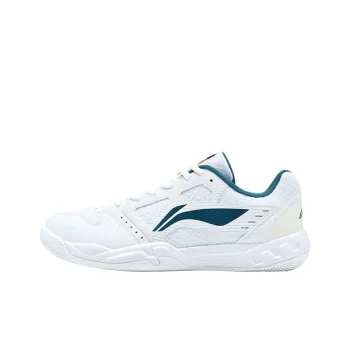 LiNing Feather Durable Breathable Coverage Low Top Badminton Shoes Unisex White Green