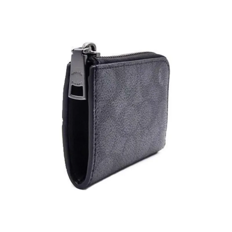 COACH SignatureCanvas Coated Canvas Key Pouch Mini Women's Charcoal-3