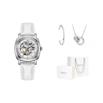 BOUX Totem Collection Automatic Mechanical Movement Genuine Leather Strap Watch Women's Watch Cut Out Dial