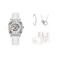 Silver Case White Strap (Bangle+Necklace)