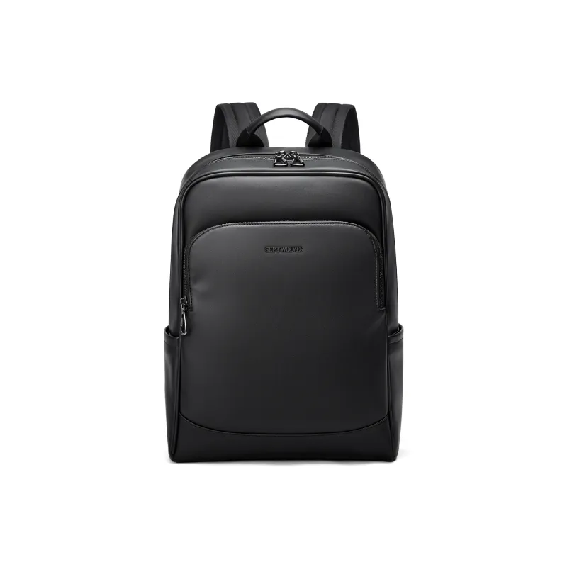 SEPTWOLVES Artificial Leather 17.3 Inch Computer Backpack Student Backpack QPL Regular Unisex Black-1