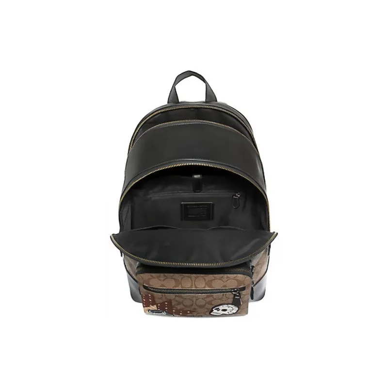 COACH X Keith Haring West Feature Coated Canvas With Refined Calfskin Backpack Men's Brown/Black Antique Nickel-3