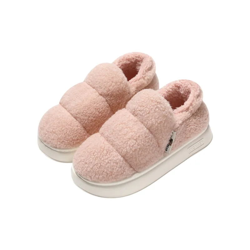 Yalu Home Cotton Slippers Winter With Back Support, Plush, Warm Indoor, Bedroom, Winter Cotton Slippers, All-4