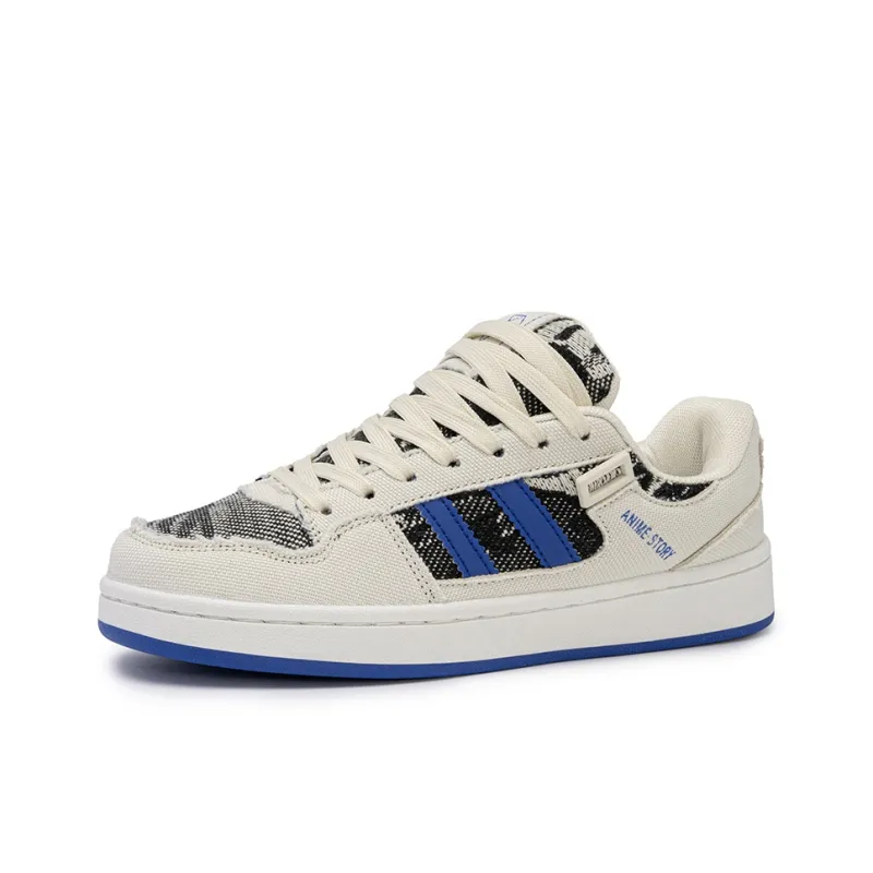 SHUXIAOBEI Anti Slip And Wear Resistant Lightweight Low Top Skateboard Shoes Unisex White Blue-48