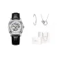 Silver Case with Black Strap (Bangle+Necklace)