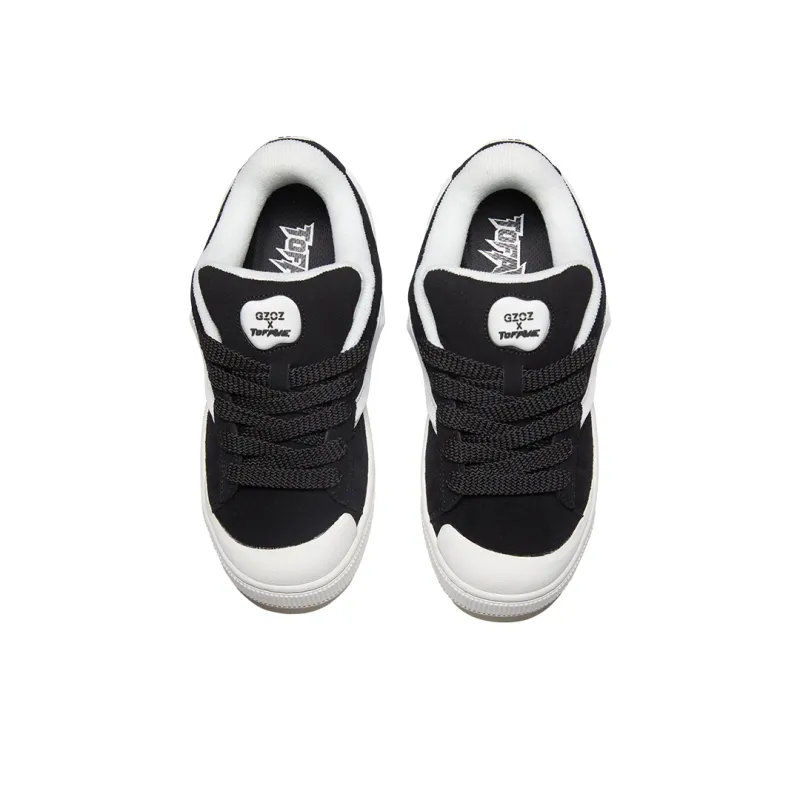 TOFAVE x GZOZ Coverage Anti Slip And Wear Resistant Low Top Skateboard Shoes Unisex Black White-2