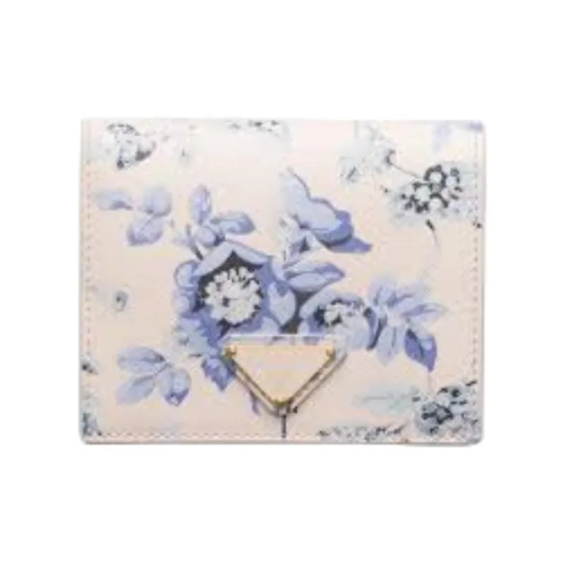 PRADA Saffiano Leather Wallet Women's Light Blue-1