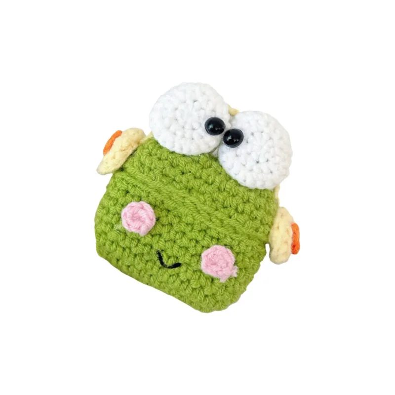BYZ Plush Material Compatible With Apple AirPods And AirPods Pro Knitted Fabric Headphone Case Frog Shaped Earbuds-2
