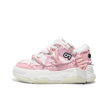 CN Skate Height Increasing Wear Resistant Lightweight Breathable Slip Resistant Low Top Skateboard Shoes Unisex Pink