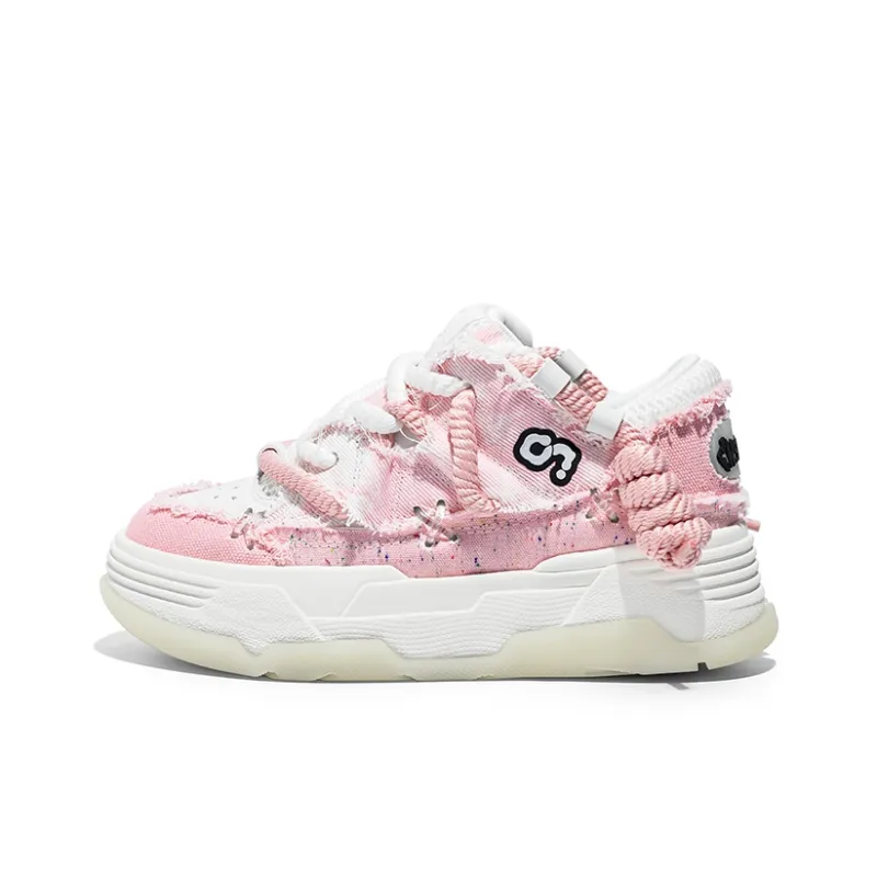 CN Skate Height Increasing Wear-Resistant Lightweight Breathable Slip-Resistant Low-Top Skateboard Shoes Unisex Pink-0
