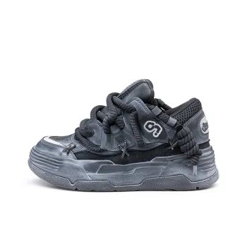 CN Skate Coverage Anti Slip And Wear Resistant Breathable Low Top Skateboard Shoes Unisex Black Gray