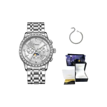 Dulunwe Automatic Mechanical Movement Stainless Steel Watchband Watch Men's Watches White Dial