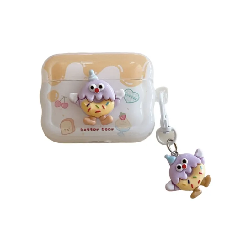Kona Chun Compatible With AirPods Pro/1/3/Pro 2 TPU Ins Cute Cheese Donut High Visual Impact Resistant Headphone Cases-2