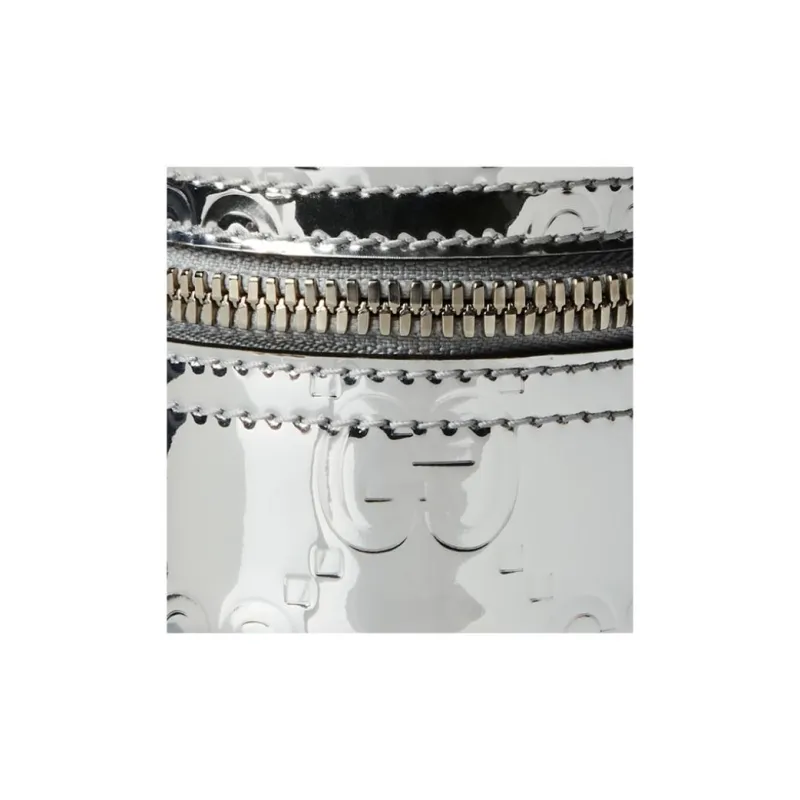 GUCCI Fabric Coin Purse Women's Mirror Finish Silver-4