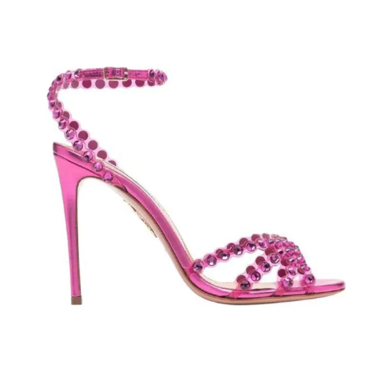 AQUAZZURA Tequila Plexi 105 Stylish Sandals Women's Pink-1
