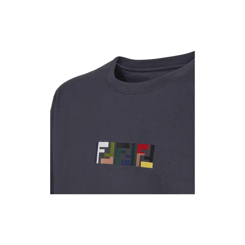FENDI Logo Embroidered Crewneck T Shirt-2