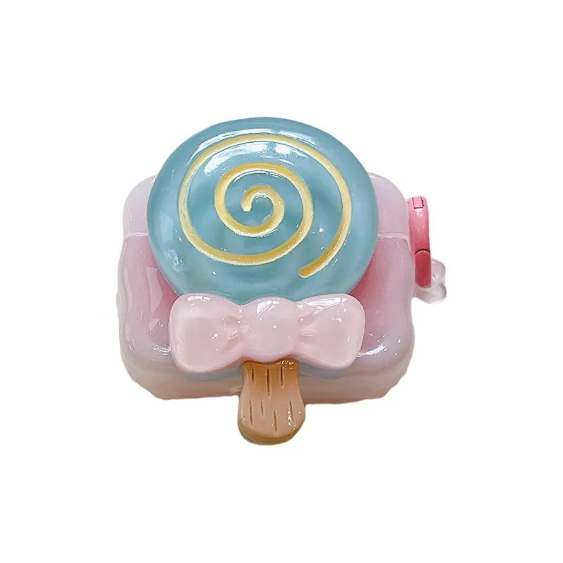 Kona Chun Compatibility With AirPods 2/Pro/3 TPU 3D Effect Bowknot Lollipop Girl Heart Fully Enclosed Headphone Cases-2