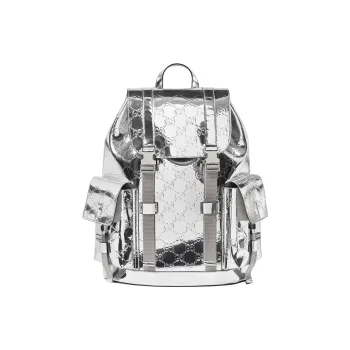 GUCCI Mirror Finish Material Backpack Large Size Men's Silver