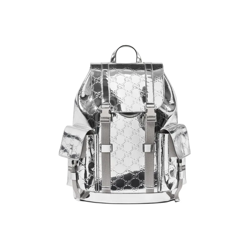 GUCCI Mirror Finish Material Backpack Large Size Men's Silver-0