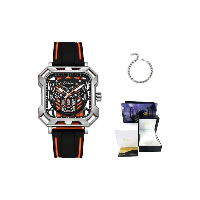 Dulunwe Space Mecha Collection Automatic Mechanical Movement Silicone Strap Watch Men's Watches Black Dial-2