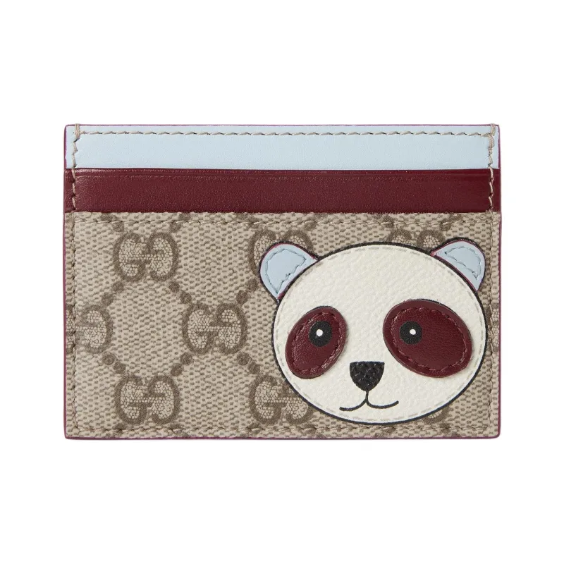 GUCCI Coated Fabric Card Holder Women's Beige & Dark Brown-0