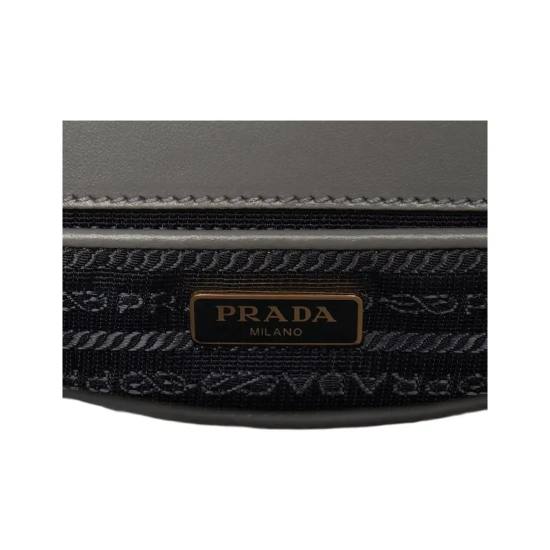 PRADA Cow Leather Crossbody Bag Shoulder Bag Women's Gray-8