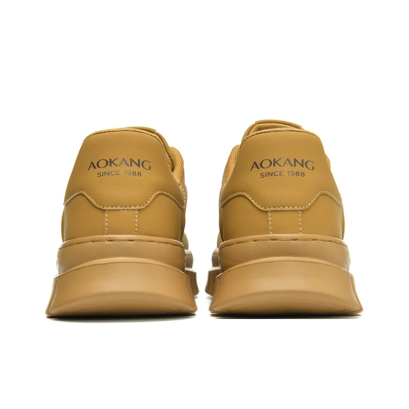 AOKANG Dunk Series Skateboard Shoes Men Low Top Yellow Brown, Black-4