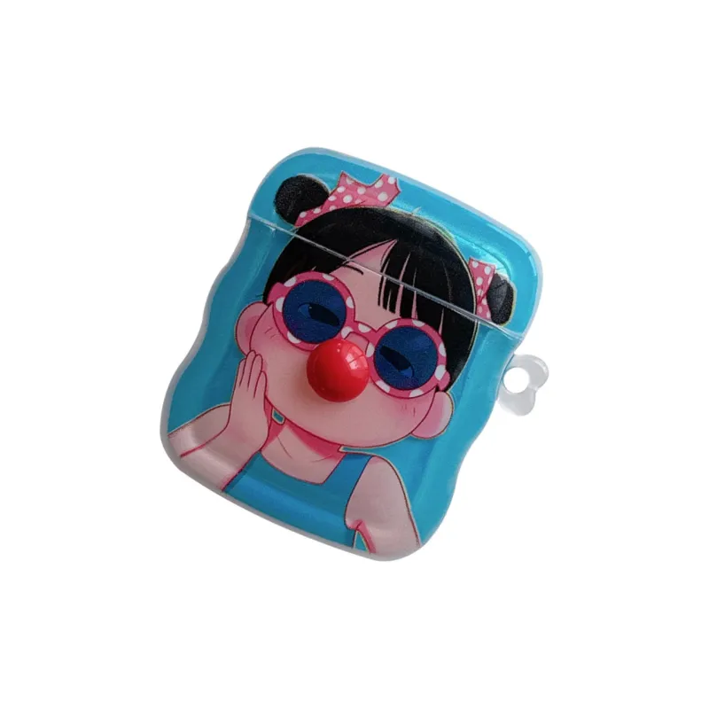 Kona Chun Compatibility With AirPods 2/Pro/3 TPU Ins Fun Quirky Bubble Blower Girl Impact Resistant Headphone Cases-1