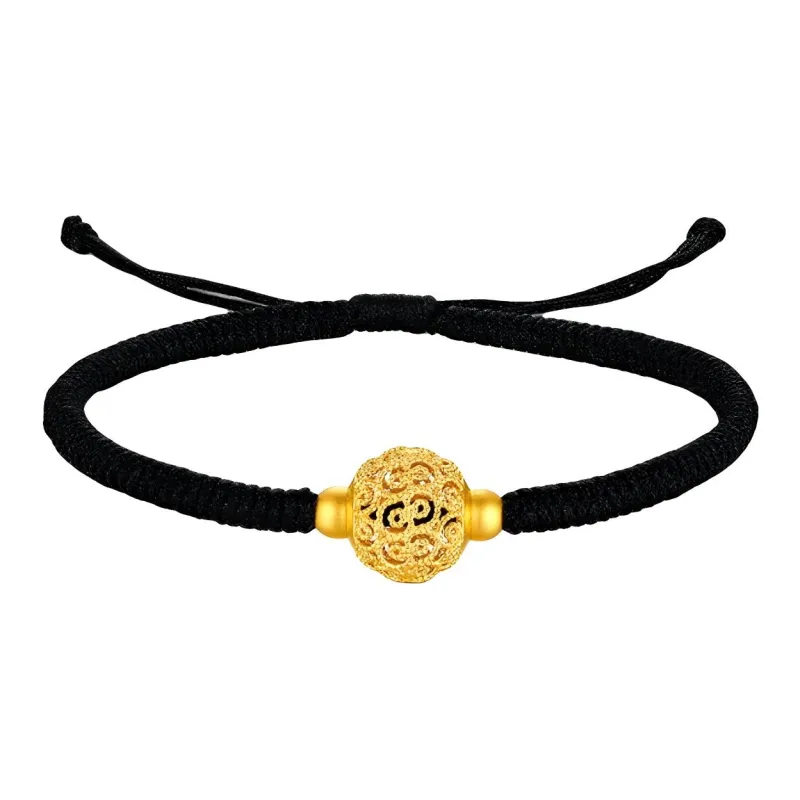 YORISTEINK Fortune Floral Thread Beaded New Chinese Style Elegant 999 Solid Gold Fixed Price Gold Bracelet Unisex-5