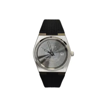 Vickit Automatic Mechanical Movement Silicone Strap Watch Men's Watch Silver Dial