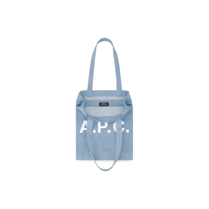 A.P.C . Logo Printed Denim Tote Bag-2