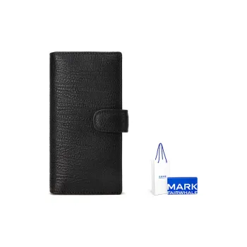 FAIRWHALE Cow Leather Wallet Card Holder Money Clip Regular Men's Black