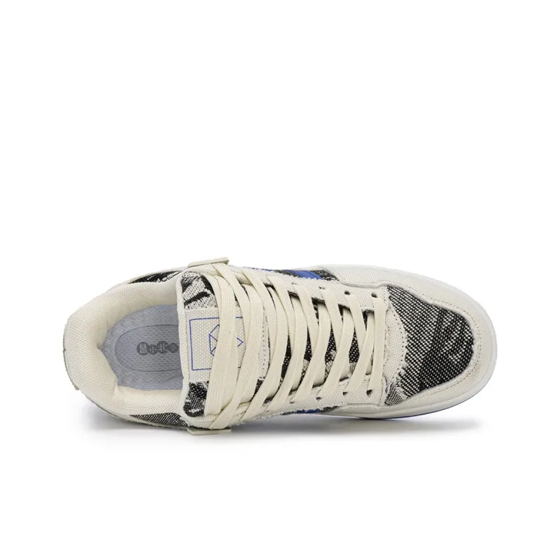 SHUXIAOBEI Anti Slip And Wear Resistant Lightweight Low Top Skateboard Shoes Unisex White Blue-50