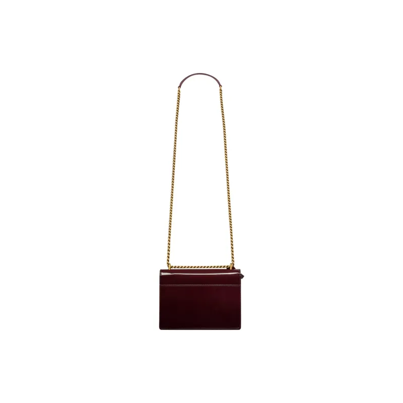 SAINT LAURENT SUNSET Calfskin Crossbody Bag, Shoulder Bag Trumpets Women's Dark Red Wine-3
