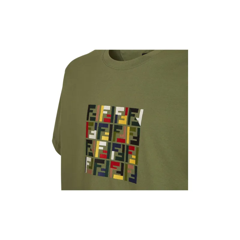 FENDI Logo Embroidered Crewneck T Shirt-2