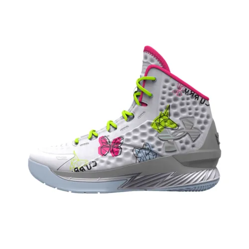 Under Armour Curry 1 Anti-Slip Wear-Resistant Low-Top Children's Basketball Shoes White Kids'