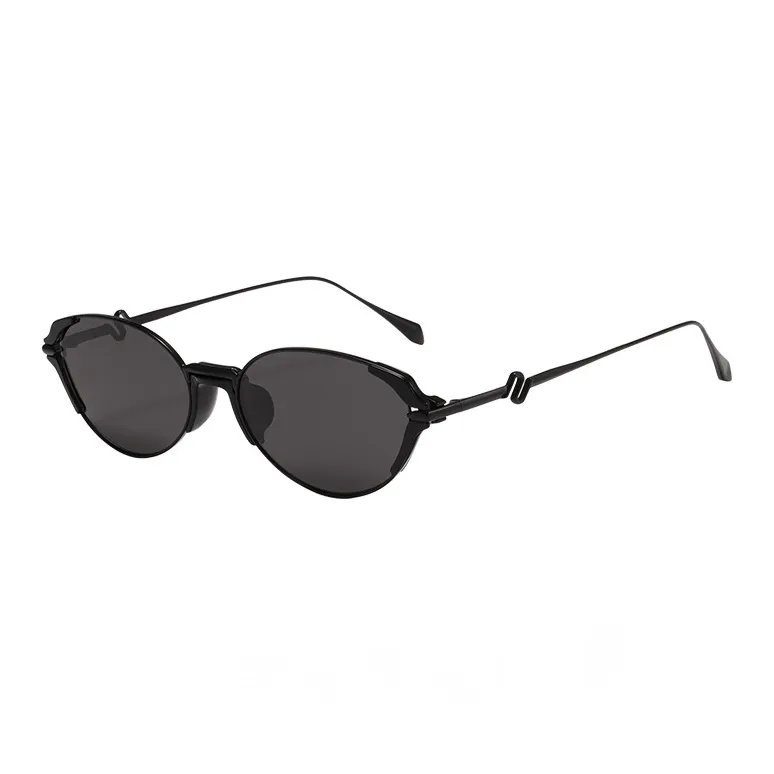 Thunder Pailong Metal Cat Eye Sunglasses Unisex Black Silver Gold-0