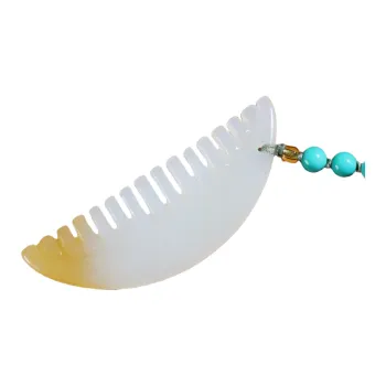 Jade Charm Yao Hetian Jade Comb White Jade/Pale Greenish White Jade Unisex